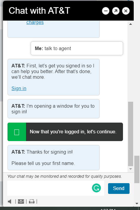 at&t customer care online chat