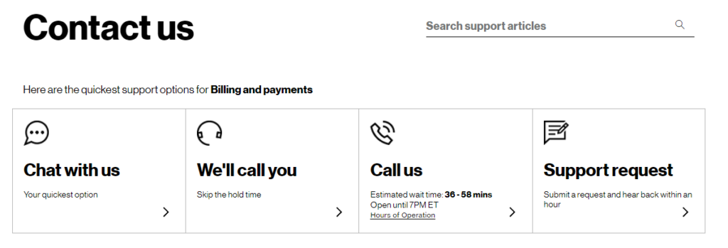 verizon wireless customer support options