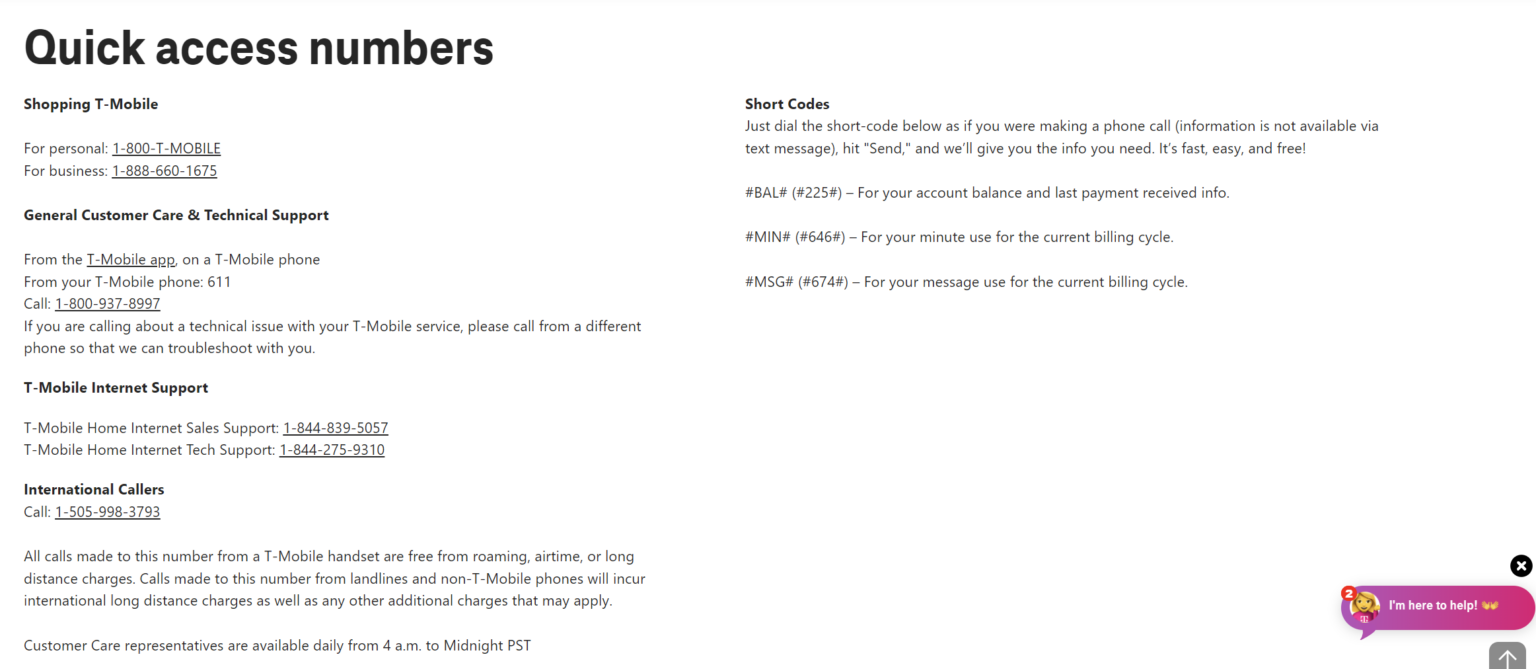 TMobile Customer Service Numbers (2024 Updated List)