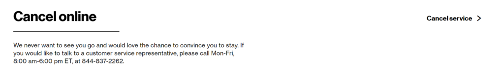 cancelling verizon fios online