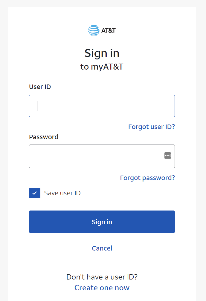 my att login page