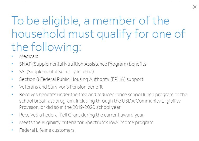 spectrum acp program eligibility requirements