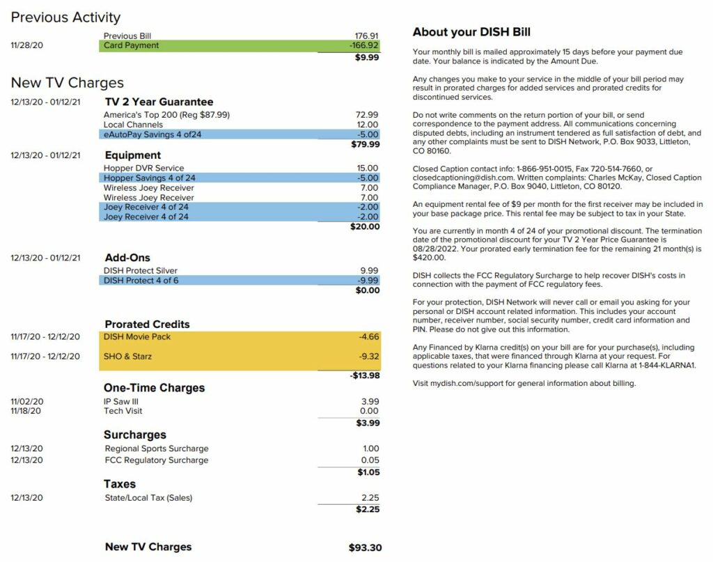 dish packages for existing customers