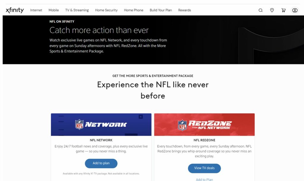 2023 NFL Network Xfinity Channel List