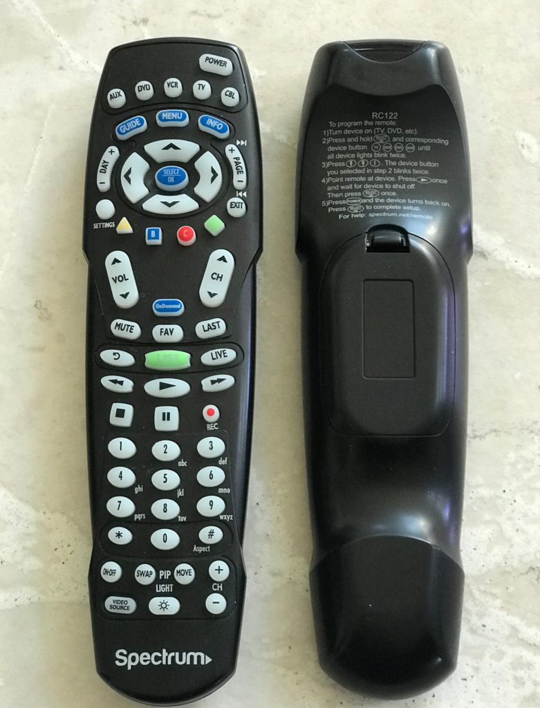 front and back of spectrum remote