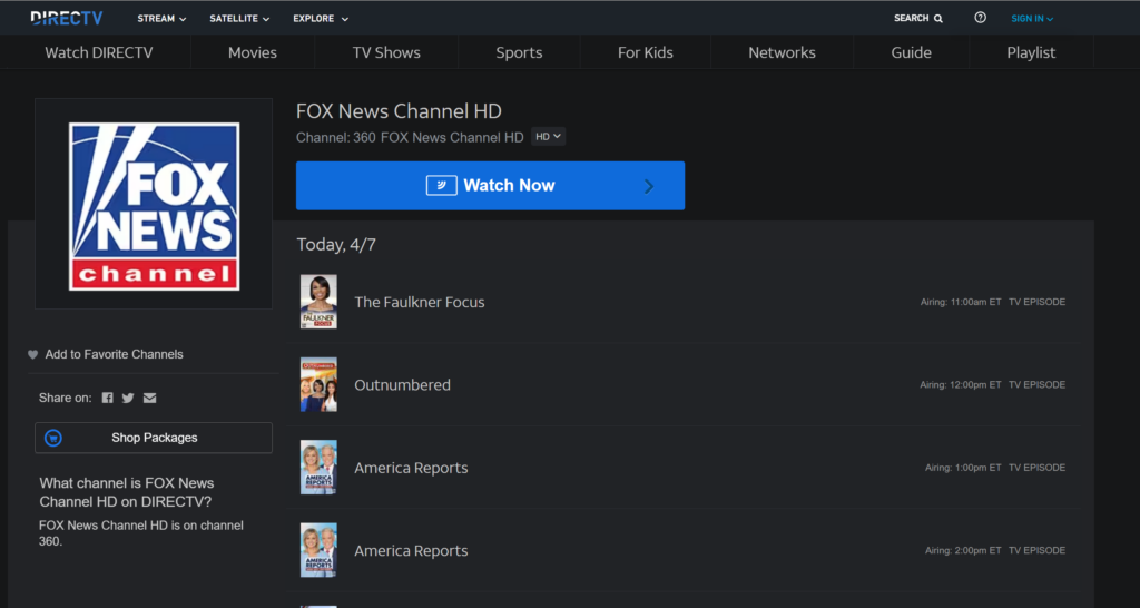 what channel is fox news on directv