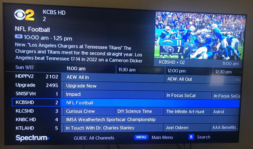 2023 Chargers Game Channel Number List