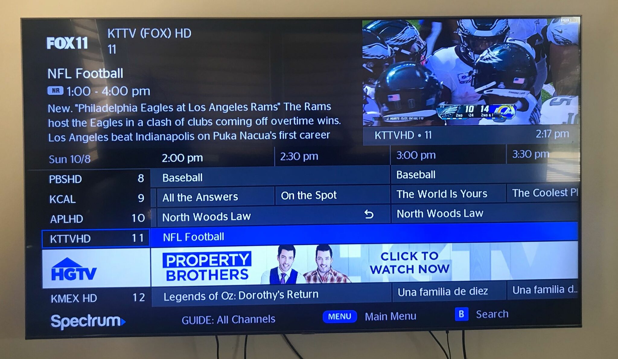 2023 Eagles Game Channel Number List