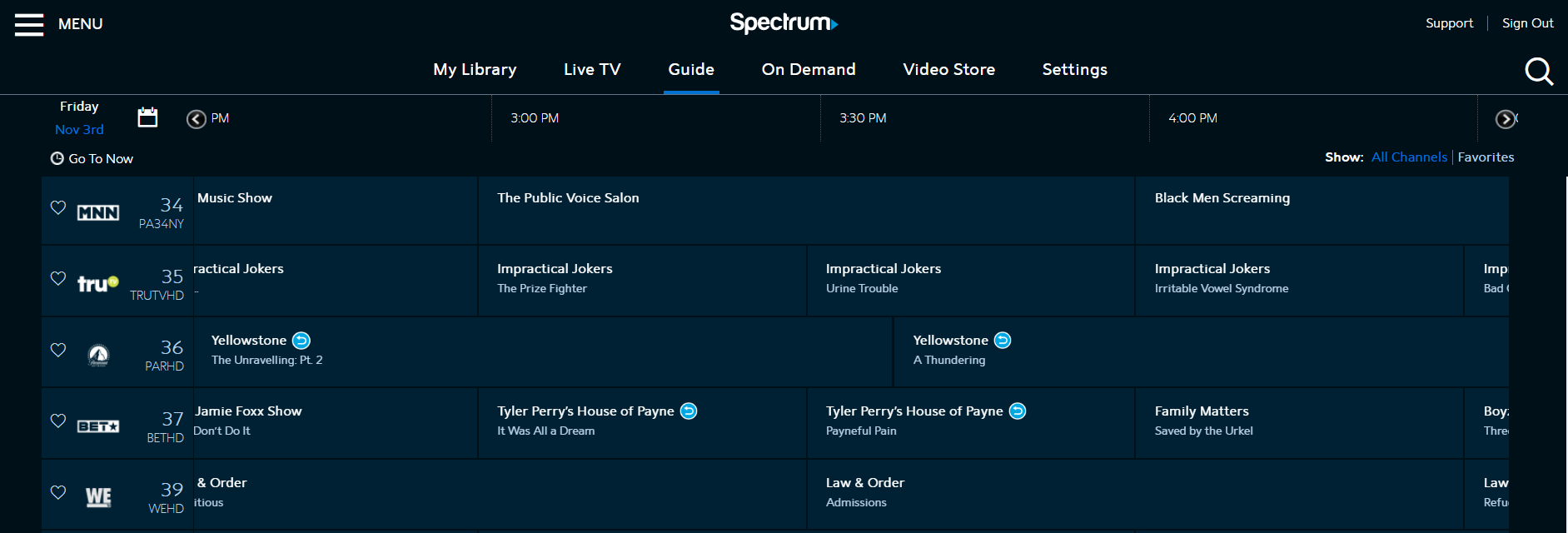2023 Spectrum Yellowstone Channel List