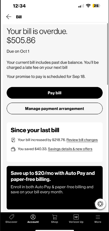 verizon bill example